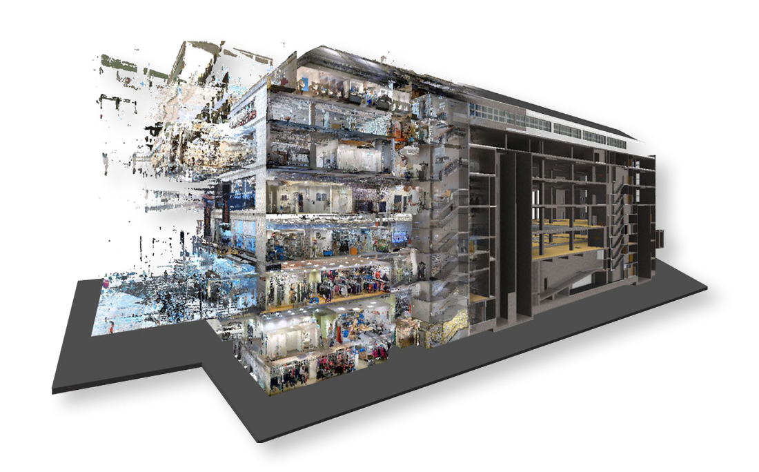 A professional architectural blueprint or BIM model illustration.